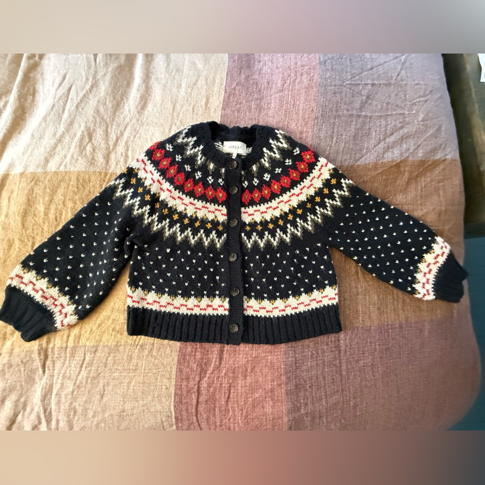 THE GREAT. Ice Rink Cardigan in Festive Fair Isle EUC - Picture 4 of 7
